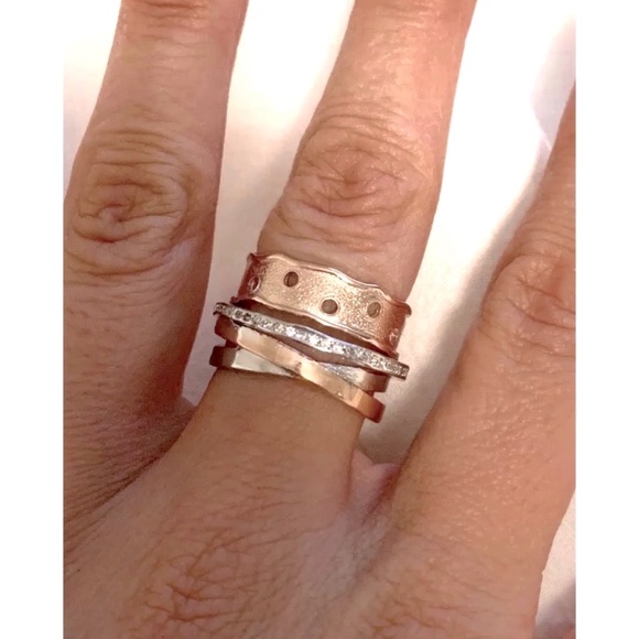 Rose Gold & Silver Wide Ring Brand New - Picture 2 of 10